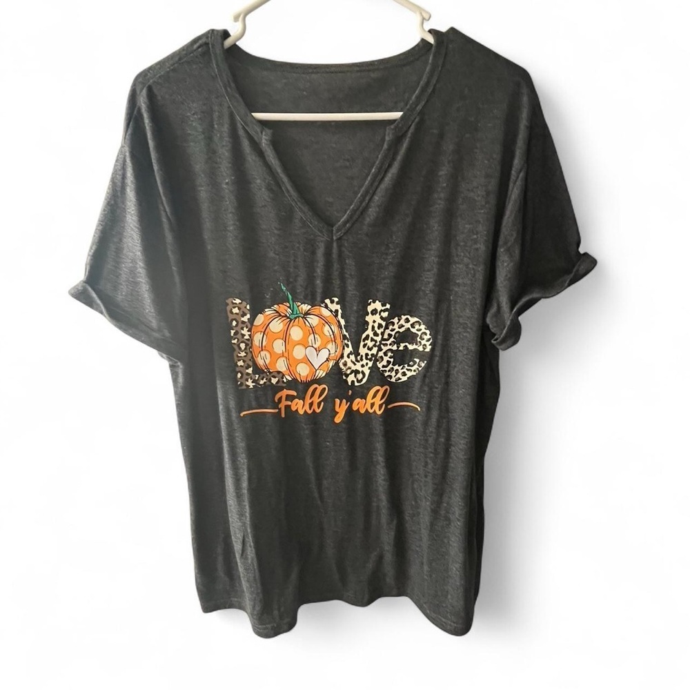 Charcoal Fall Graphic Tee “Love Fall Y’all” - Picture 2 of 5